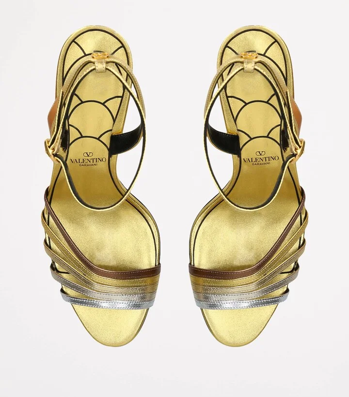 Valentino Garavani Metallic Crystal Ladycrush Heeled Sandals 85 - Image 4