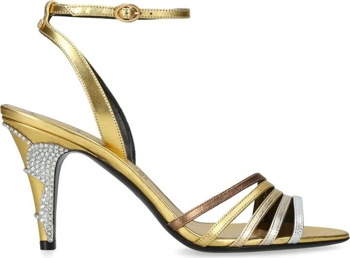 Valentino Garavani Metallic Crystal Ladycrush Heeled Sandals 85