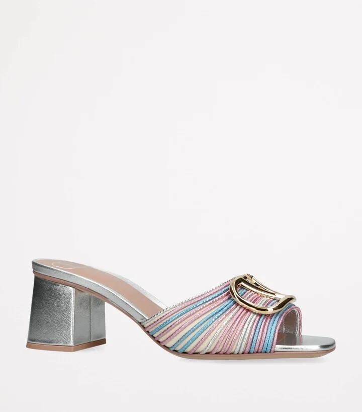 Valentino Garavani Metallic Leather Cornely Heeled Mules 60 - Image 3