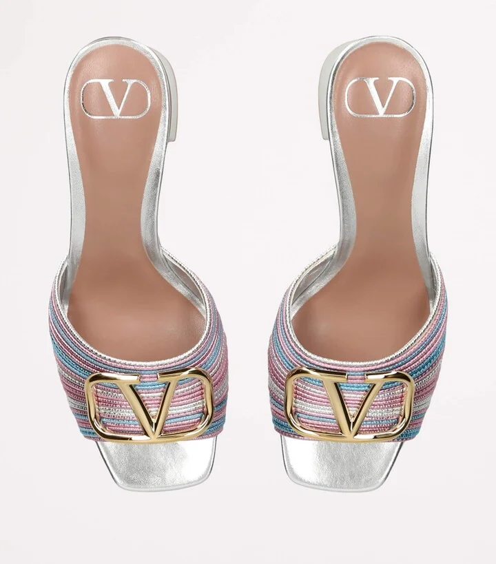 Valentino Garavani Metallic Leather Cornely Heeled Mules 60 - Image 4