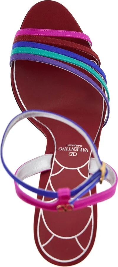 VALENTINO GARAVANI multicolor high heel sandals with strass in calfskin and red sole - Image 3