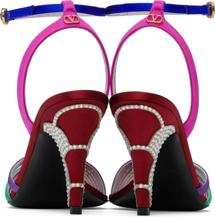 Valentino Garavani Multicolor Ladycrush Satin Heeled Sandals - Image 2