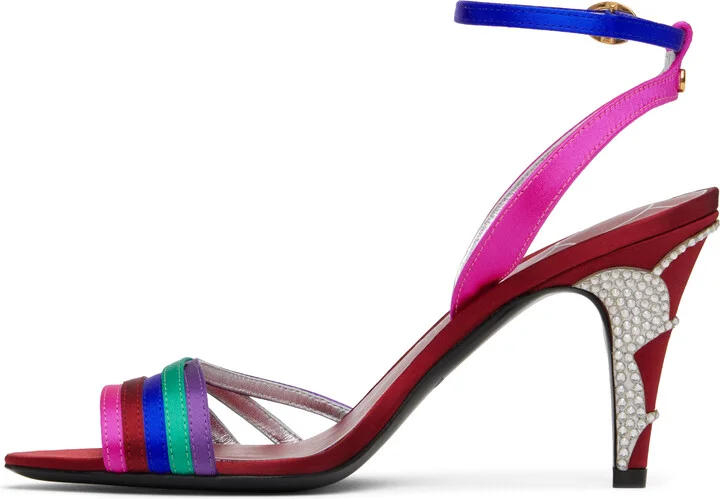 Valentino Garavani Multicolor Ladycrush Satin Heeled Sandals - Image 3