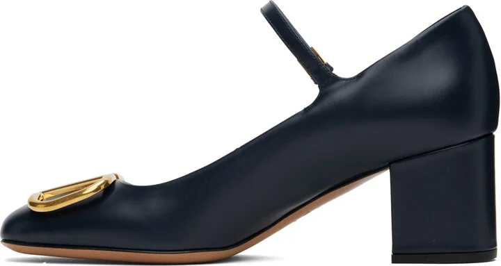 Valentino Garavani Navy VLogo Mary Jane Heels - Image 3
