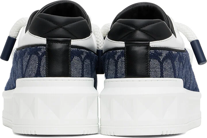 Valentino Garavani Navy & White One Stud XL Low-Top Sneakers - Image 2