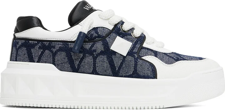 Valentino Garavani Navy & White One Stud XL Low-Top Sneakers