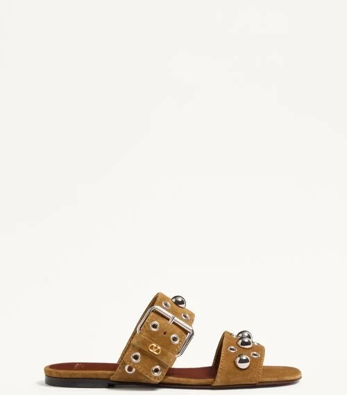 Valentino Garavani Nellcôte Crust Leather Slide Sandal