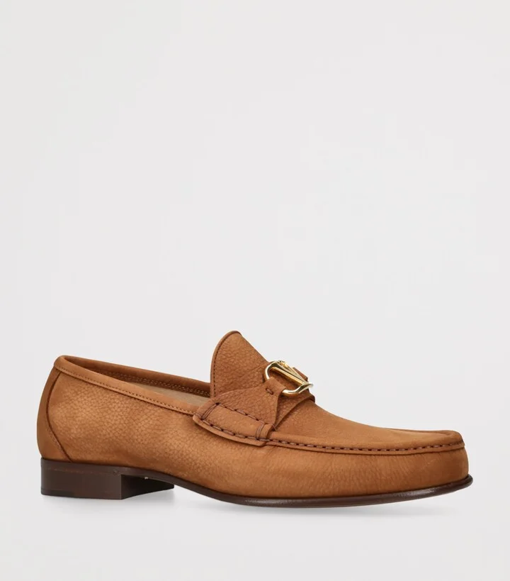Valentino Garavani Nubuck Leather VLogo Loafers - Image 3