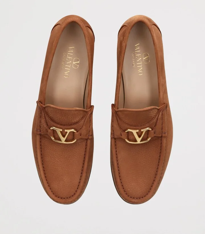 Valentino Garavani Nubuck Leather VLogo Loafers - Image 4