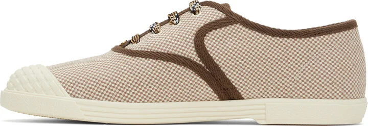 Valentino Garavani Off-White & Brown 'Bay By Bay' Canvas Sneakers - Image 3