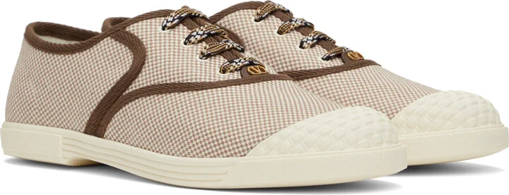 Valentino Garavani Off-White & Brown 'Bay By Bay' Canvas Sneakers - Image 4