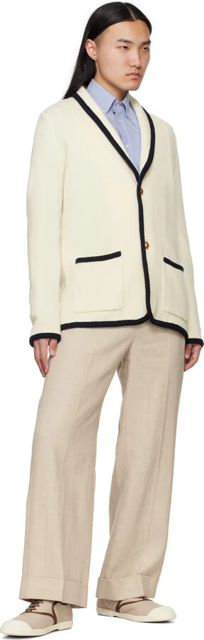 Valentino Garavani Off-White & Brown 'Bay By Bay' Canvas Sneakers - Image 5