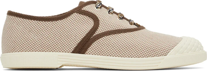 Valentino Garavani Off-White & Brown 'Bay By Bay' Canvas Sneakers