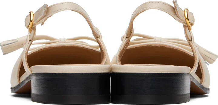 Valentino Garavani Off-White & Brown Valet Du Roi Slingback Ballerina Flats - Image 2