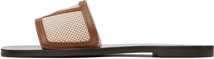 Valentino Garavani Off-White & Brown Viva Superstar Slide Sandals - Image 3