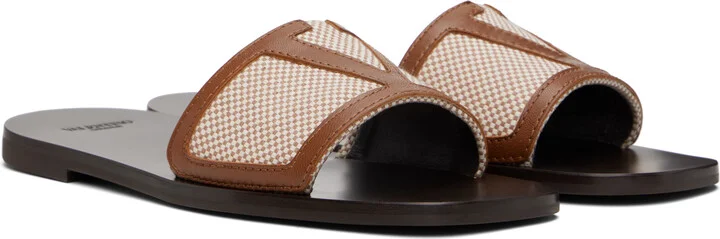 Valentino Garavani Off-White & Brown Viva Superstar Slide Sandals - Image 4