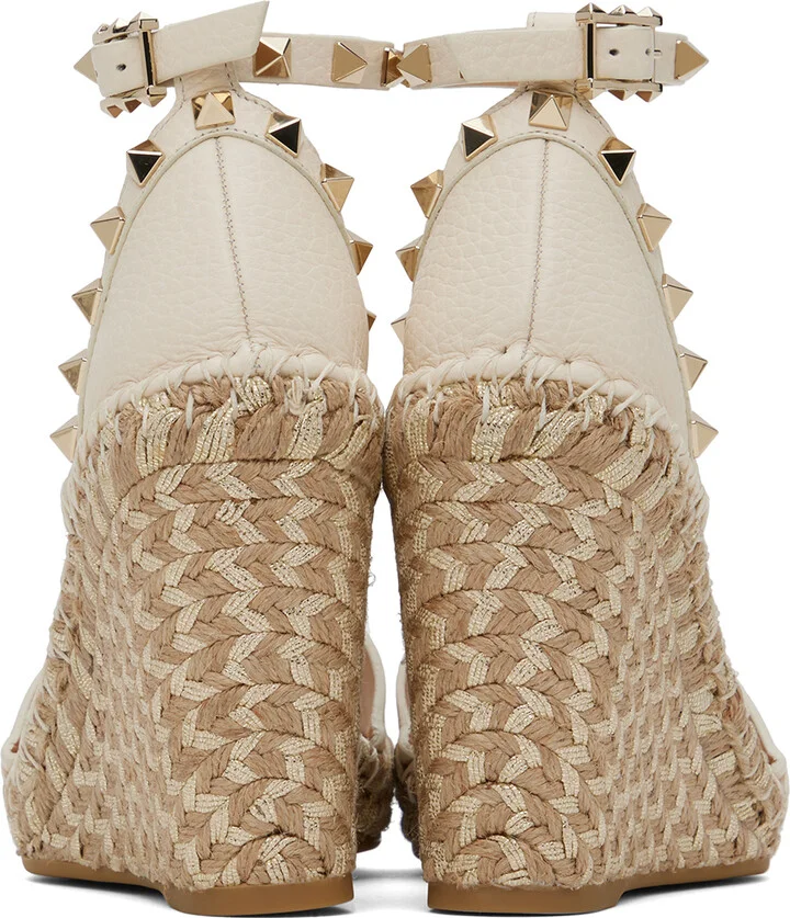 Valentino Garavani Off-White Double Rockstud Heeled Sandals - Image 2