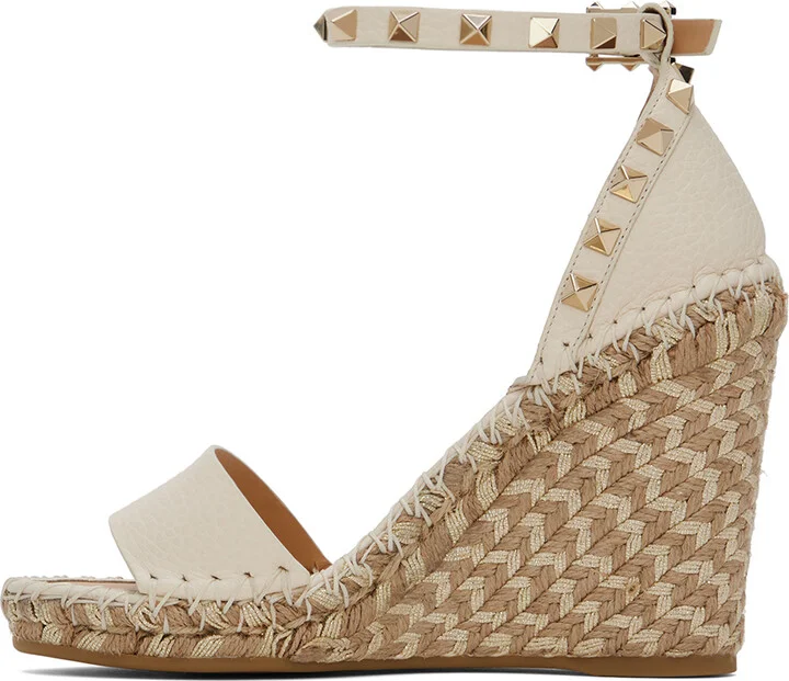 Valentino Garavani Off-White Double Rockstud Heeled Sandals - Image 3