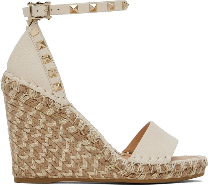 Valentino Garavani Off-White Double Rockstud Heeled Sandals