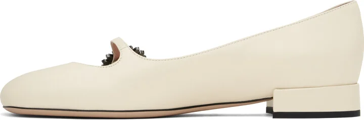 Valentino Garavani Off-White Mary-Jane Preshoes Ballerina Flats - Image 3