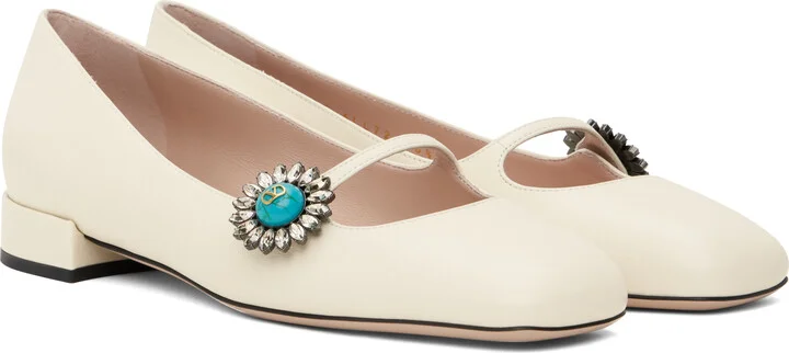 Valentino Garavani Off-White Mary-Jane Preshoes Ballerina Flats - Image 4