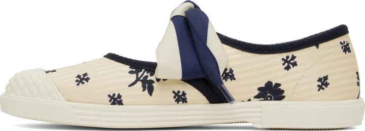 Valentino Garavani Off-White & Navy Bay By Bay Ballerina Sneakers - Image 3