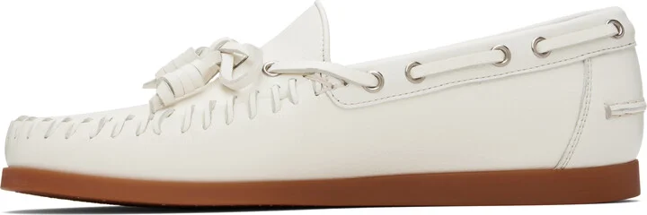 Valentino Garavani Off-White Palm Avenue Buffalo Leather Boat Shoes - Image 3