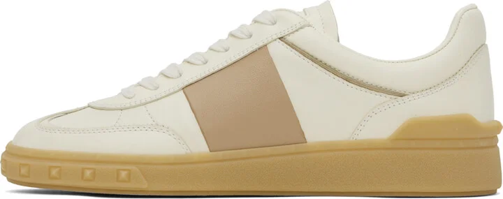 Valentino Garavani Off-White & Pink Upvillage Calfskin Sneakers - Image 3