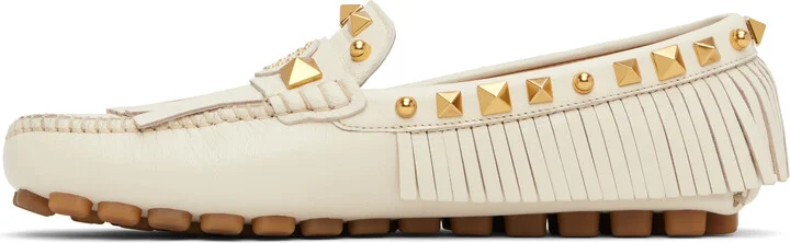 Valentino Garavani Off-White Plaster Caster Driver Loafers - Image 3