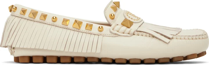 Valentino Garavani Off-White Plaster Caster Driver Loafers