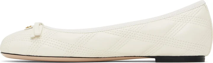 Valentino Garavani Off-White Quiltie 67 Ballerina Flats - Image 3