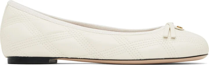 Valentino Garavani Off-White Quiltie 67 Ballerina Flats