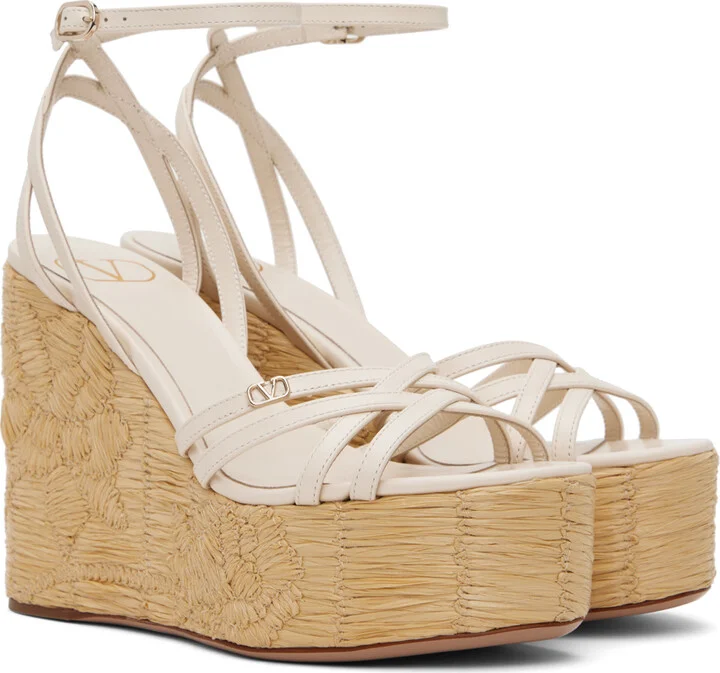 Valentino Garavani Off-White Raflower Heeled Sandals - Image 4