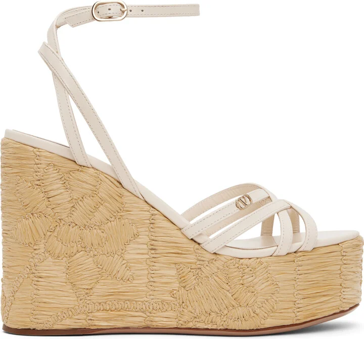 Valentino Garavani Off-White Raflower Heeled Sandals