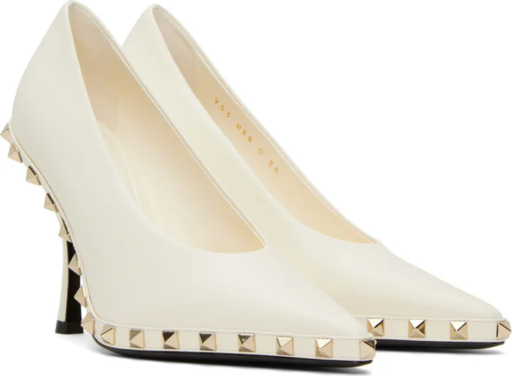 Valentino Garavani Off-White Rockstud Heels - Image 4