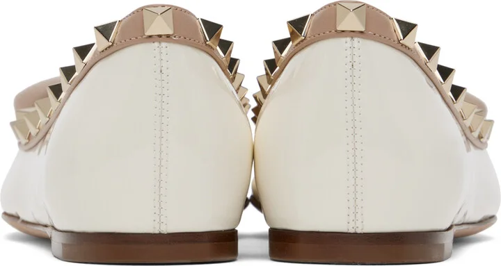 Valentino Garavani Off-White Rockstud Patent Leather Ballerina Flats - Image 2
