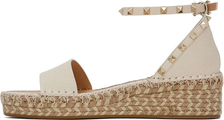 Valentino Garavani Off-White Rockstud Sandals - Image 3