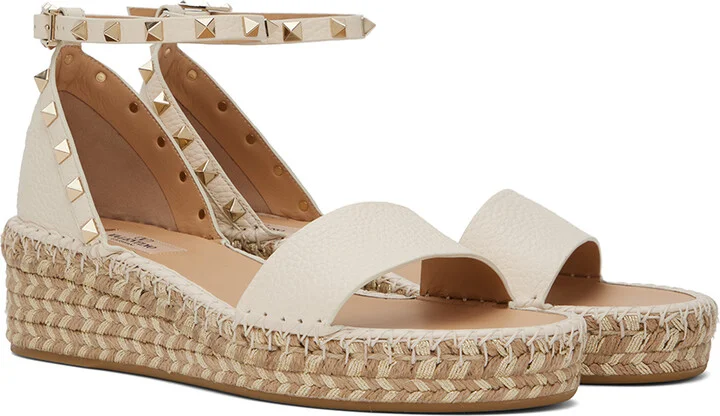 Valentino Garavani Off-White Rockstud Sandals - Image 4