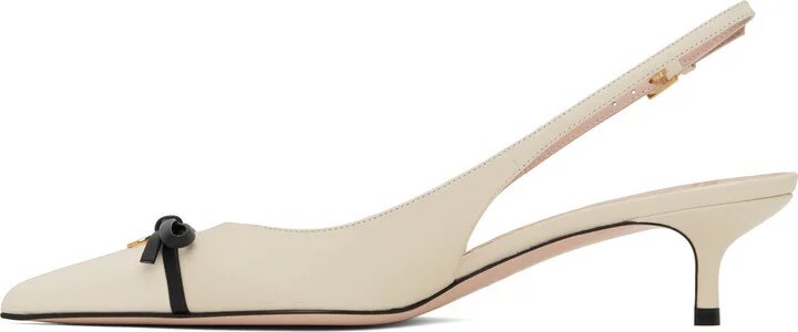 Valentino Garavani Off-White Sling Back Bepointy Heels - Image 3