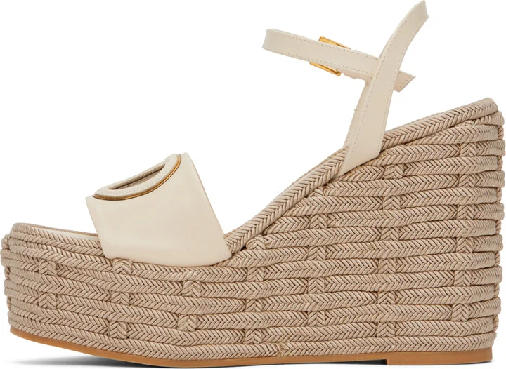 Valentino Garavani Off-White VLogo Cutout Heeled Sandals - Image 3