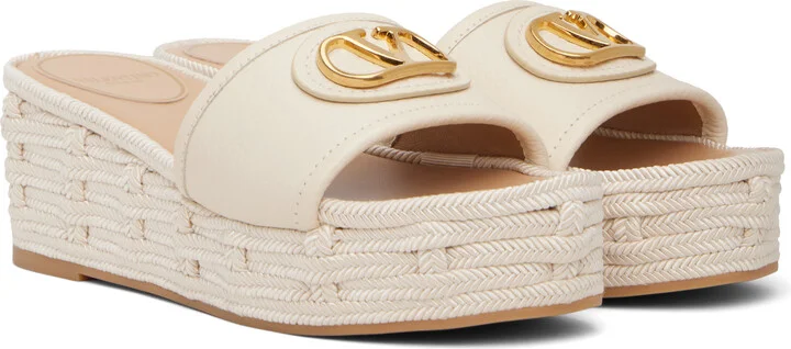 Valentino Garavani Off-White VLogo Signature Slide Espadrillas Sandals - Image 4