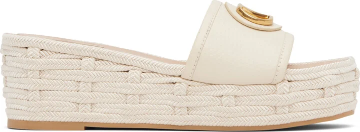 Valentino Garavani Off-White VLogo Signature Slide Espadrillas Sandals