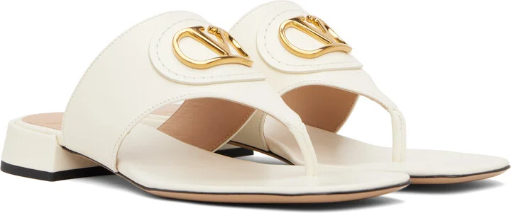 Valentino Garavani Off-White VLogo Signature Thong Sandals - Image 4