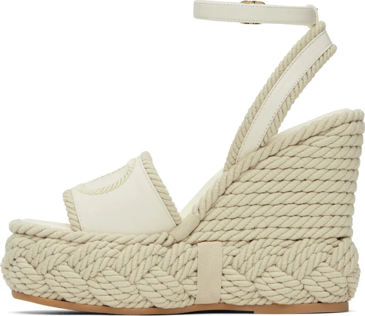 Valentino Garavani Off-White VLogo Torchon Wedge Sandals - Image 3
