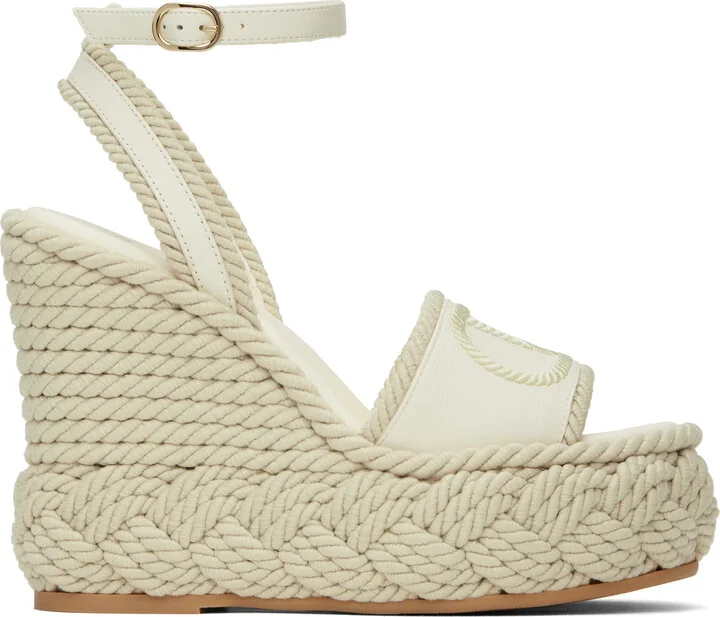 Valentino Garavani Off-White VLogo Torchon Wedge Sandals