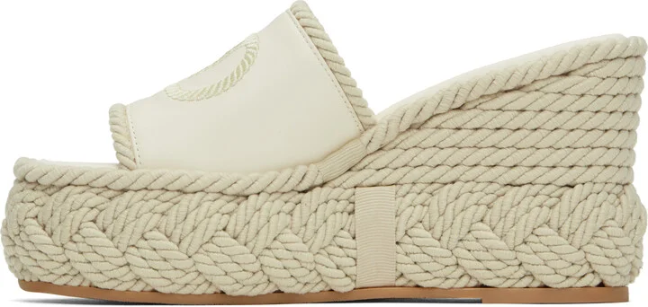 Valentino Garavani Off-White VLogo Torchon Wedge Slide Sandals - Image 3