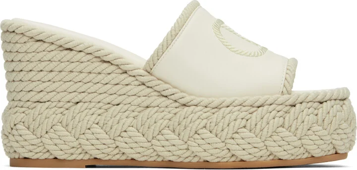 Valentino Garavani Off-White VLogo Torchon Wedge Slide Sandals
