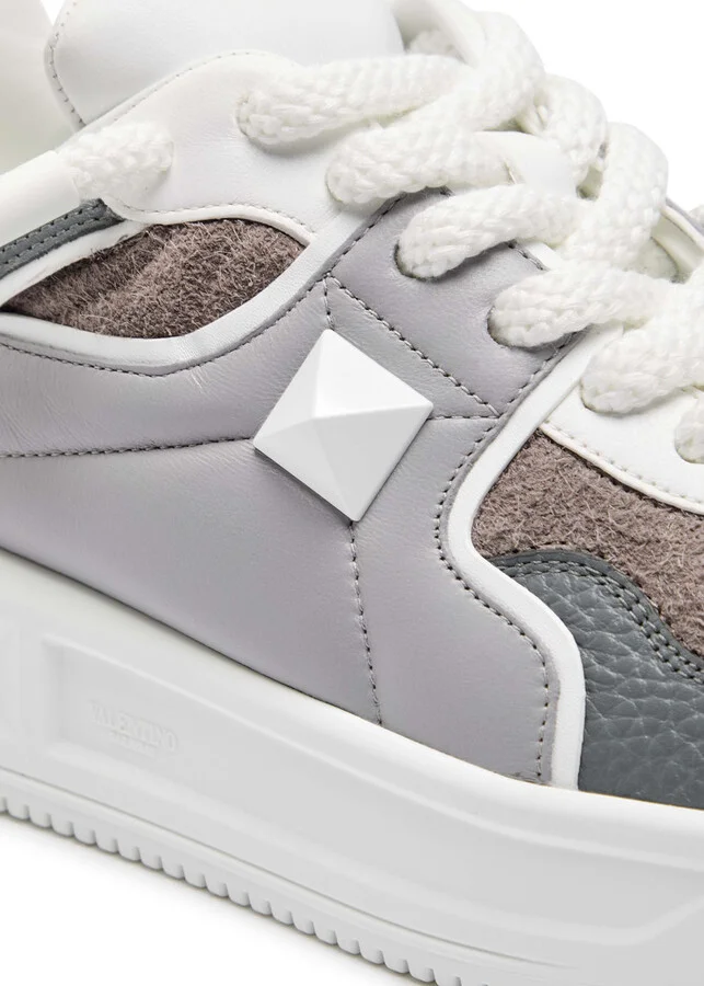Valentino Garavani One Stud Panelled Leather Sneakers - Image 4