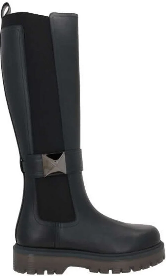 Valentino Garavani One Stud Round Toe Knee-High Boots