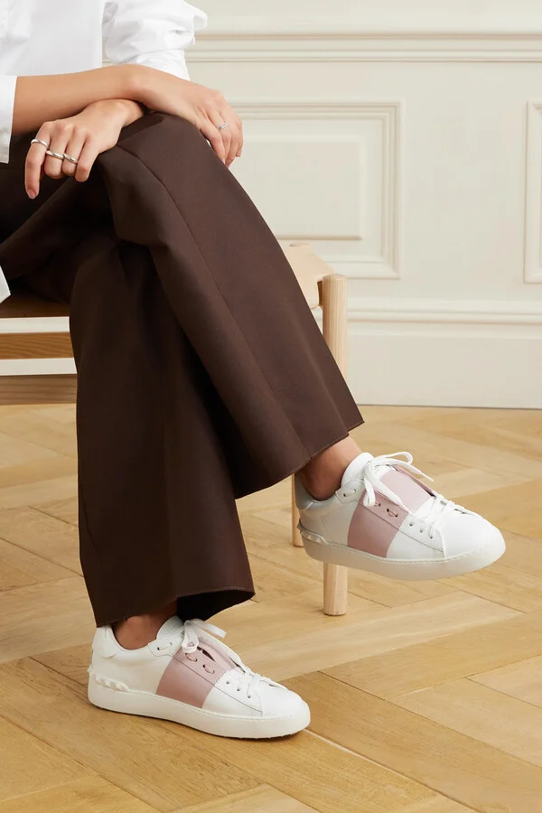Valentino Garavani - Open Two-tone Leather Sneakers - Pink - Image 2